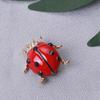 Blucome Fashion Insects Cute Red Ladybug Enamel Brooches for Women Alloy Rhinestone Banquet Party Wedding Pin