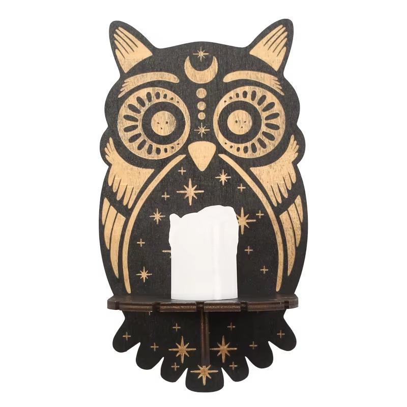 Candle Holder 1PCS Meditation Animal Wooden Pendant Creative Crystal Stone Display Stand Ornaments Restaurant Hotel