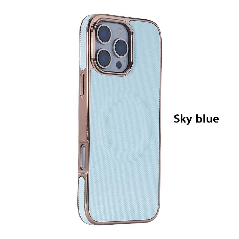 

Чехол для телефона с покрытием из кожи и поддержкой беспроводной зарядки на магните для iPhone 16E 16 15 14 Plus 13 12 11 Pro Max с мягким краем For iPhone 16E