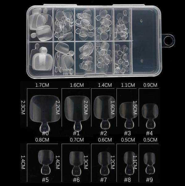 

100 шт. в коробке Короткие прозрачные накладные ногти на ногах, полное покрытие, искусственные накладные ногти для ног, инструменты для маникюра и салона