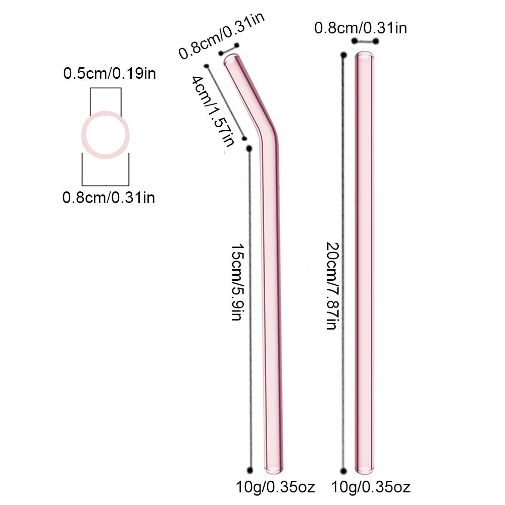 11Pcs 20cm Glass Smoothie Straw Reusable Clear Drinking Straws for Smoothie Milkshakes Environmentally Friendly Drinkware Straw
