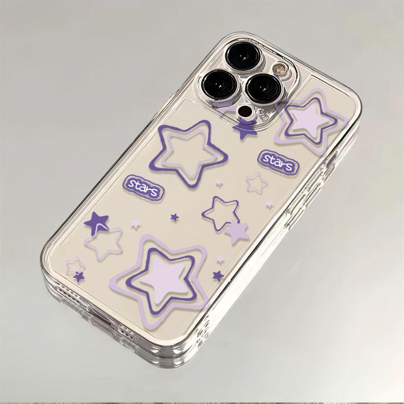 

Английский Фиолетовая Звезда Прозрачный Чехол Для Телефона Для iPhone 17 16 Pro Max 15 14 13 Mini 12 11 X XR XS 17 Air 16E 15 Plus Мягкая Крышка iPhone 12 mini
