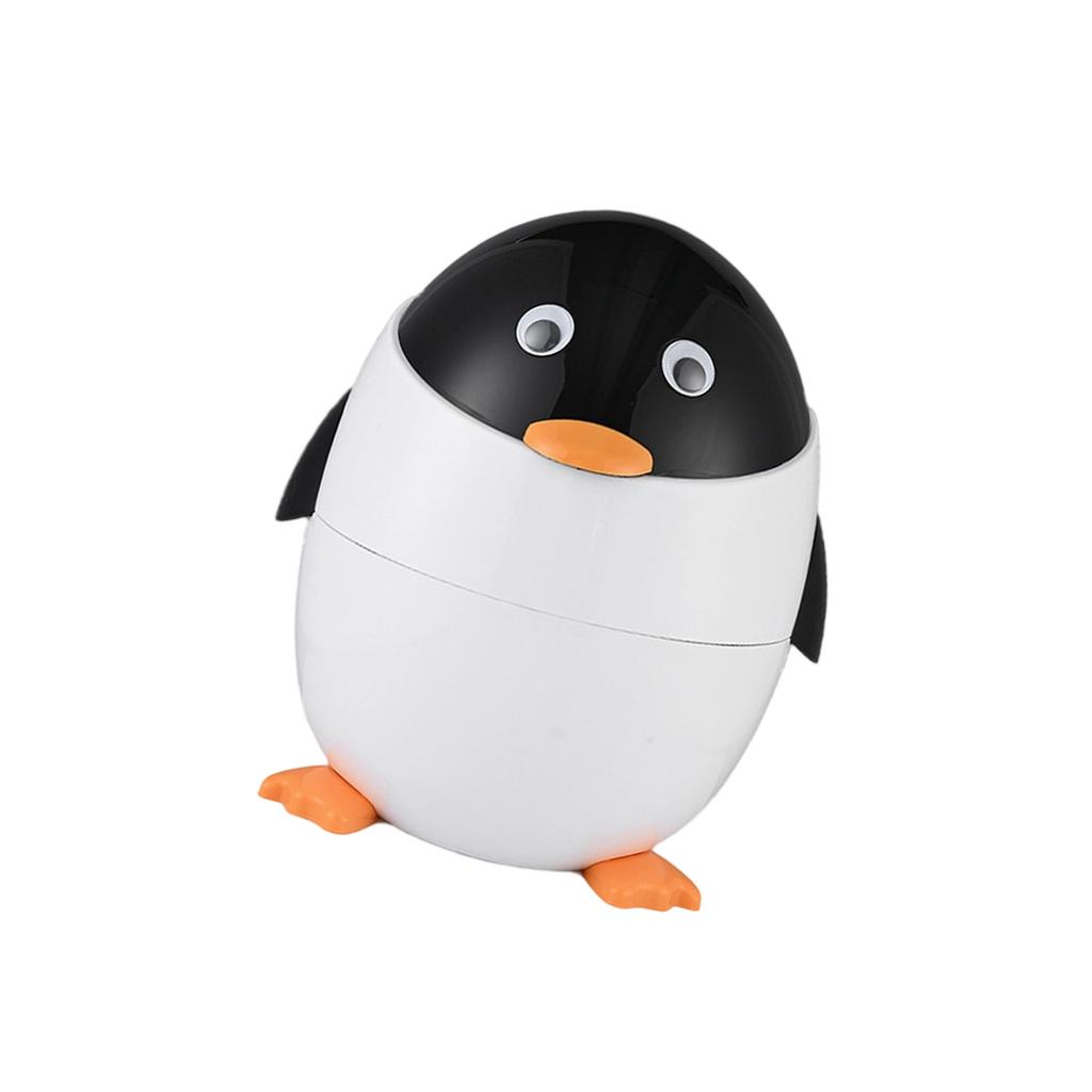 Cartoon Penguin Shape Trash Can With Flip Lid ABS and PP Waste Bin for Home Kitchen Bathroom Office Decoration
