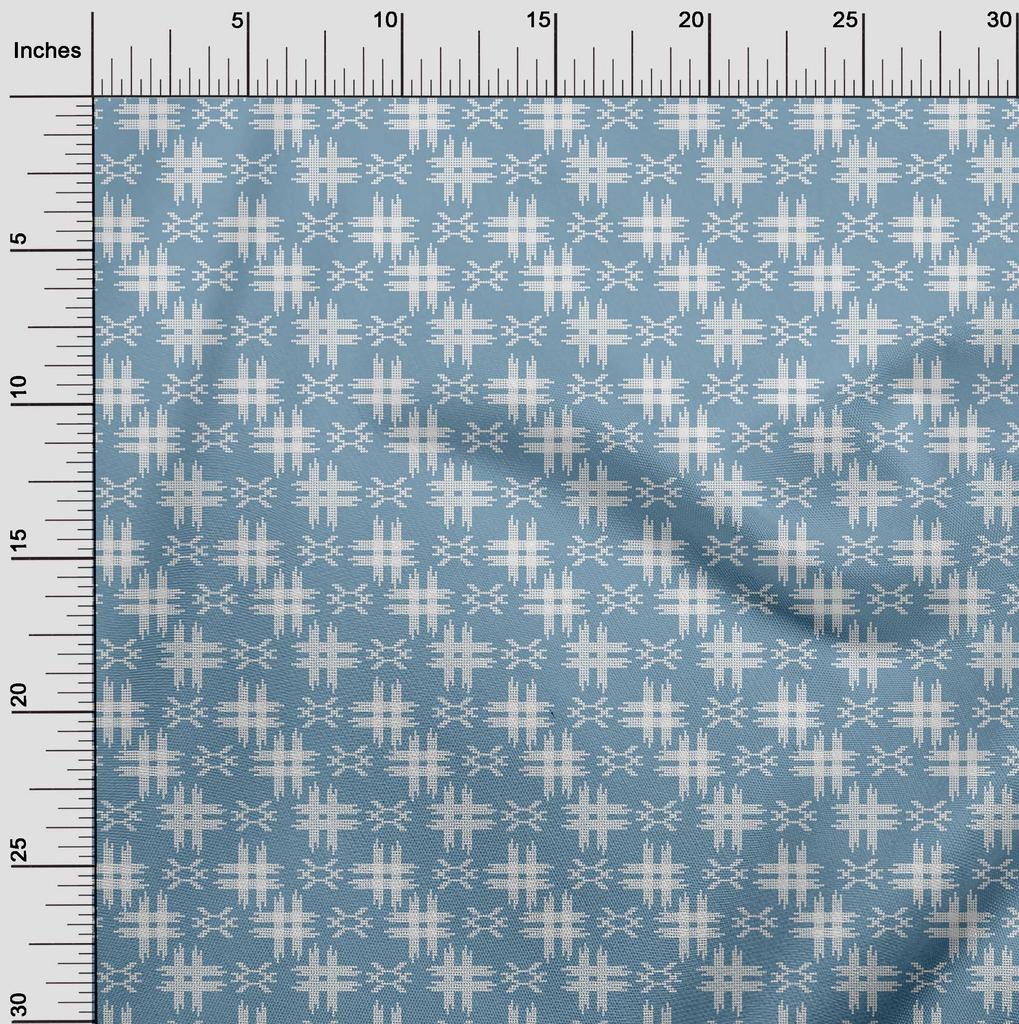 oneOone Tissu Coton Flex Imprimé Kasuri à Carreaux Tissu au Mètre Largeur 40 Pouces