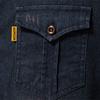 Men Denim Shirt Solid Color Multi Pockets Spring Summer Single Breasted Turn-down Collar Shirt for Office