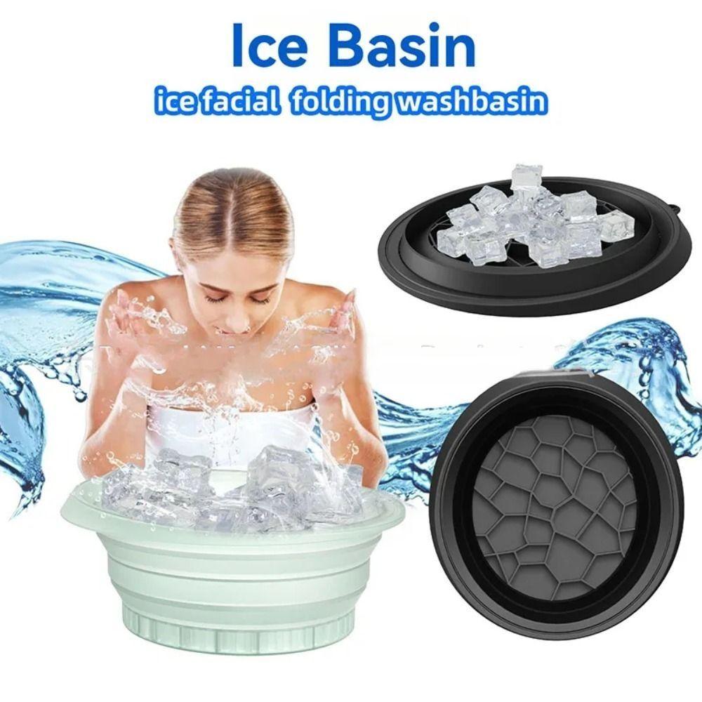 Silicone Foldable Face Ice Bath Bowl Large Ice Water Facials Bowl Ice Folding Basin  Travel