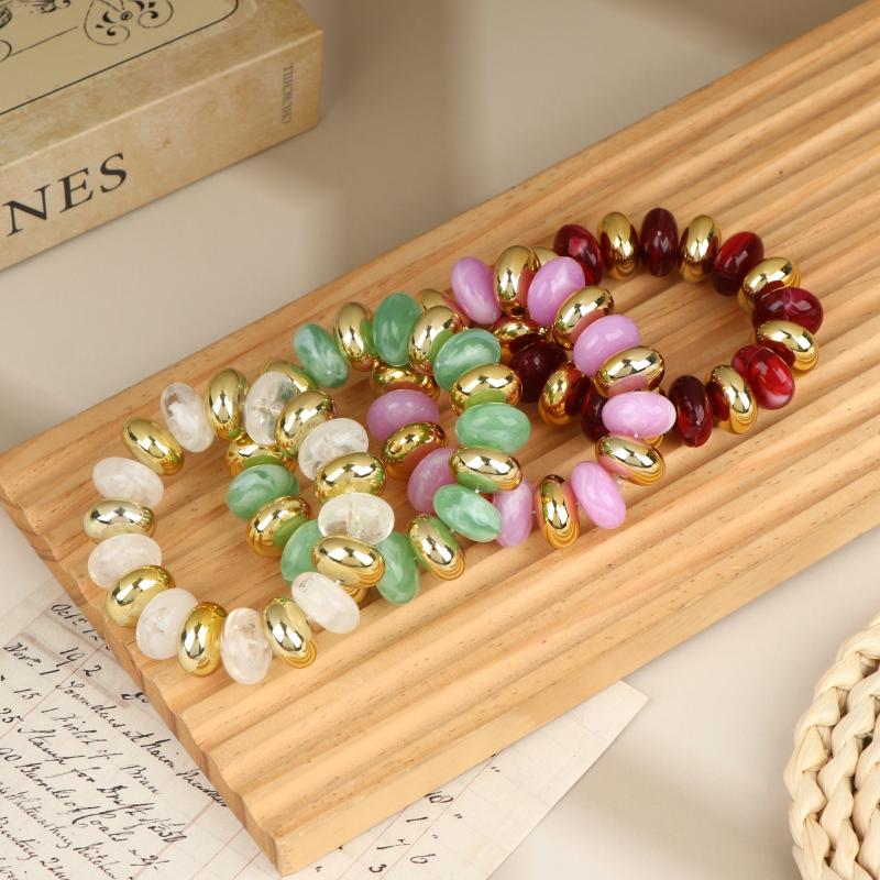 Vintage Irregular Beaded Stretch Bracelet Chunky Bead Bangle Trendy Jewelry For Women Daily Party Stackable Wrist Accessory