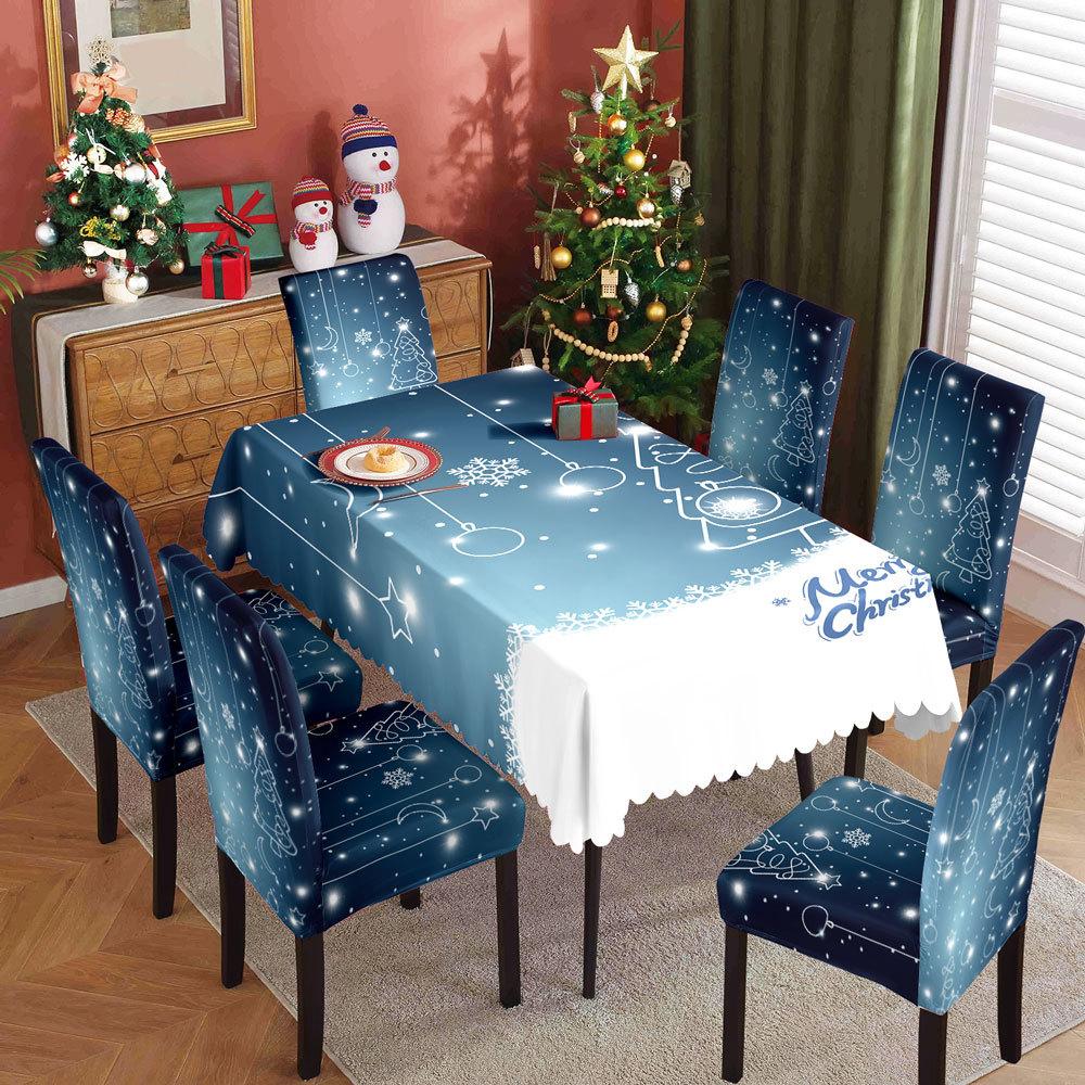 Festive Tablecloth Set Stretch Chair Covers Waterproof Christmas Decorations Dining Table Cloth Home Kitchen Decor