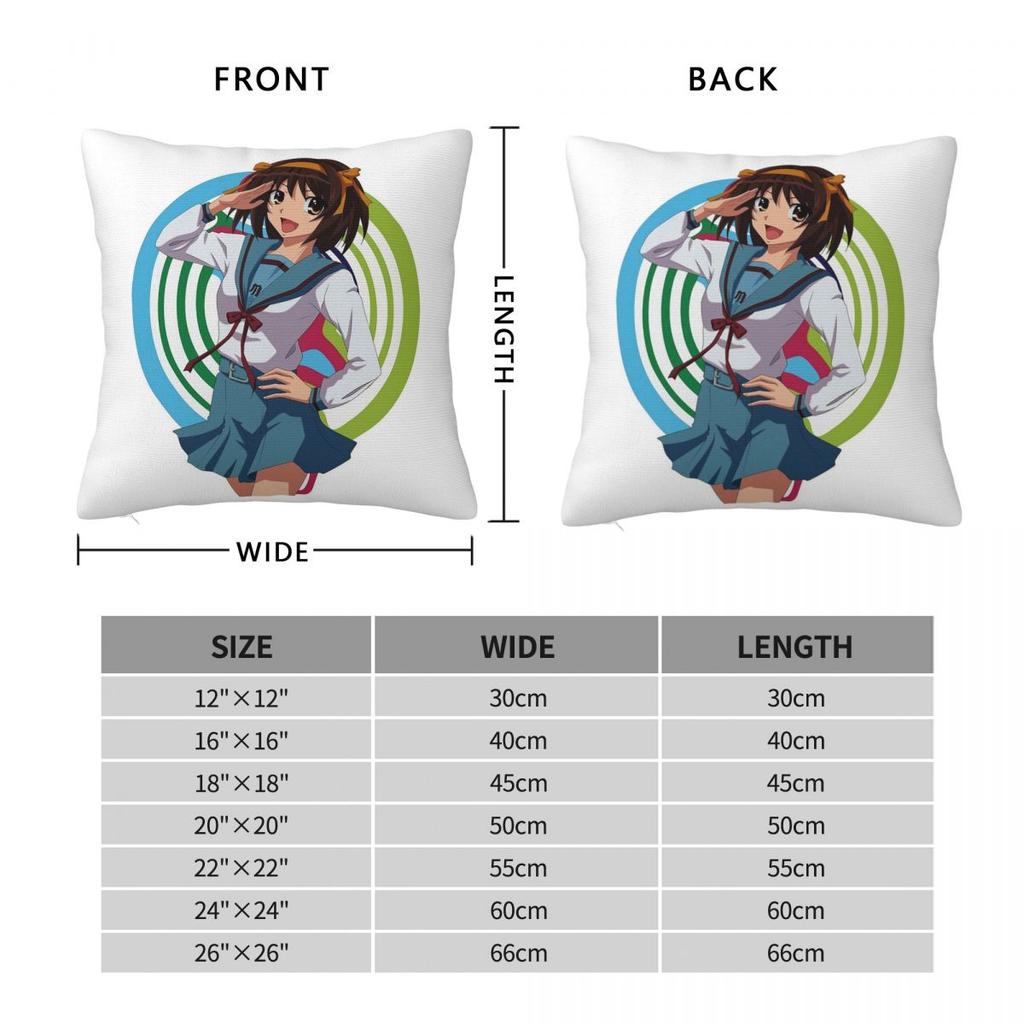 The Melancholy Of Haruhi Suzumiya Anime Square Pillowcase Pillow Cover Cushion Throw Pillow for Home Sofa Living Room