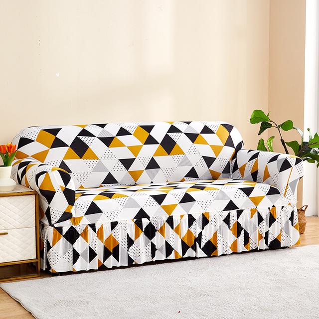 Seat Sofa Cover For Living Room Elastic Floral Sofa Skirt Covers Stretch Spandex L Shape Couch Armchair Slipcovers Home