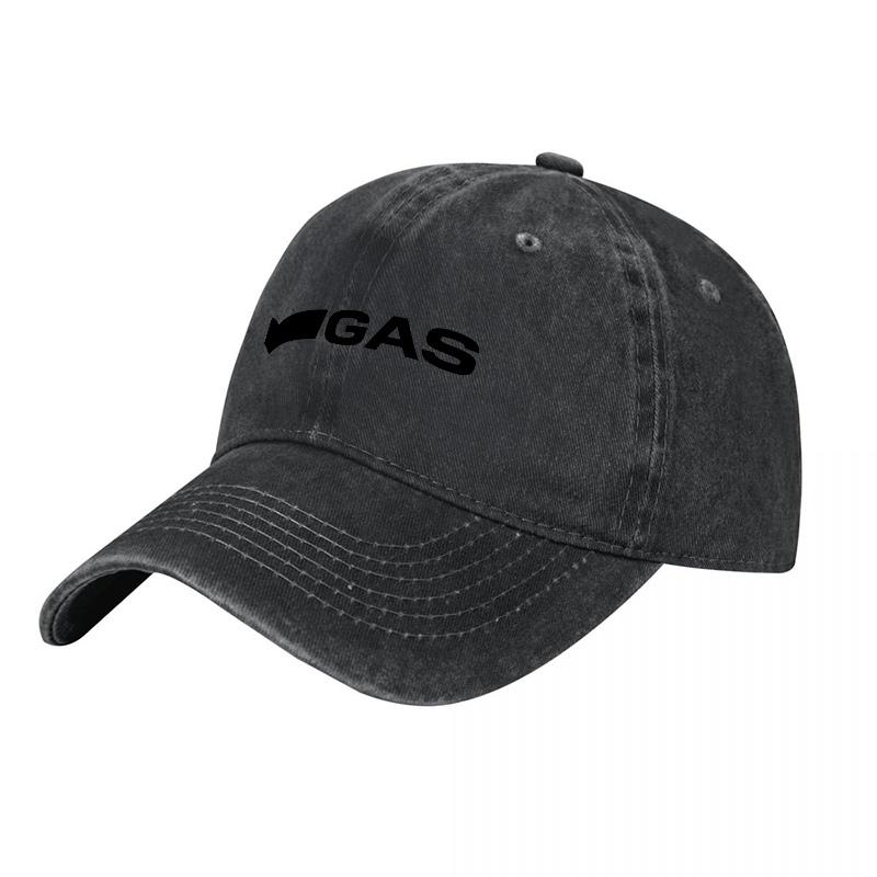 GAS Logo Vybledlá plátěná baseballová čepice Klasická černá Nastavitelná čepice pro Unisex a ženy Streetwear Styl Módní doplněk