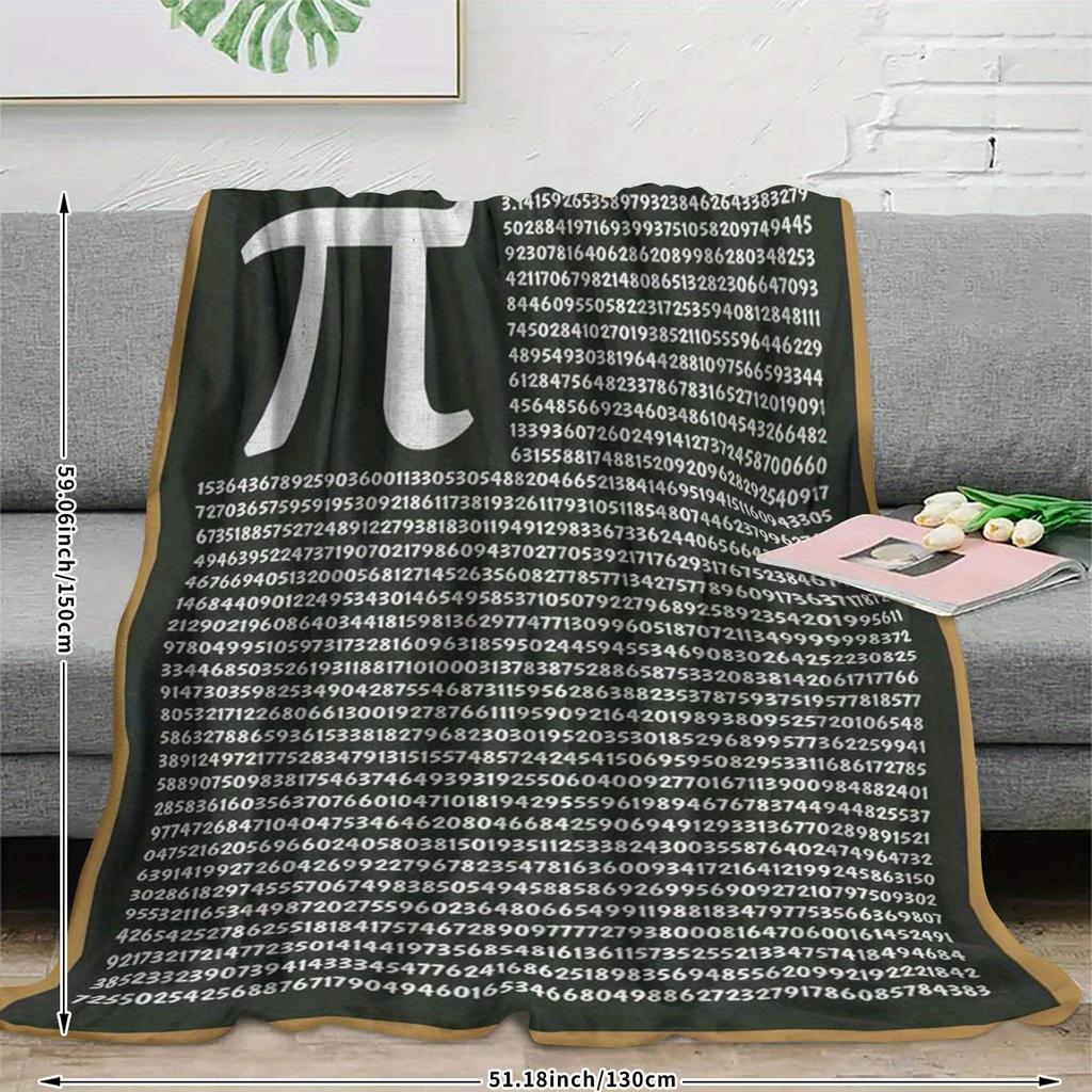 Pi Number Math-Themed Flannel Blanket - Cozy Pi Day Gift for Students Teachers Mathematicians
