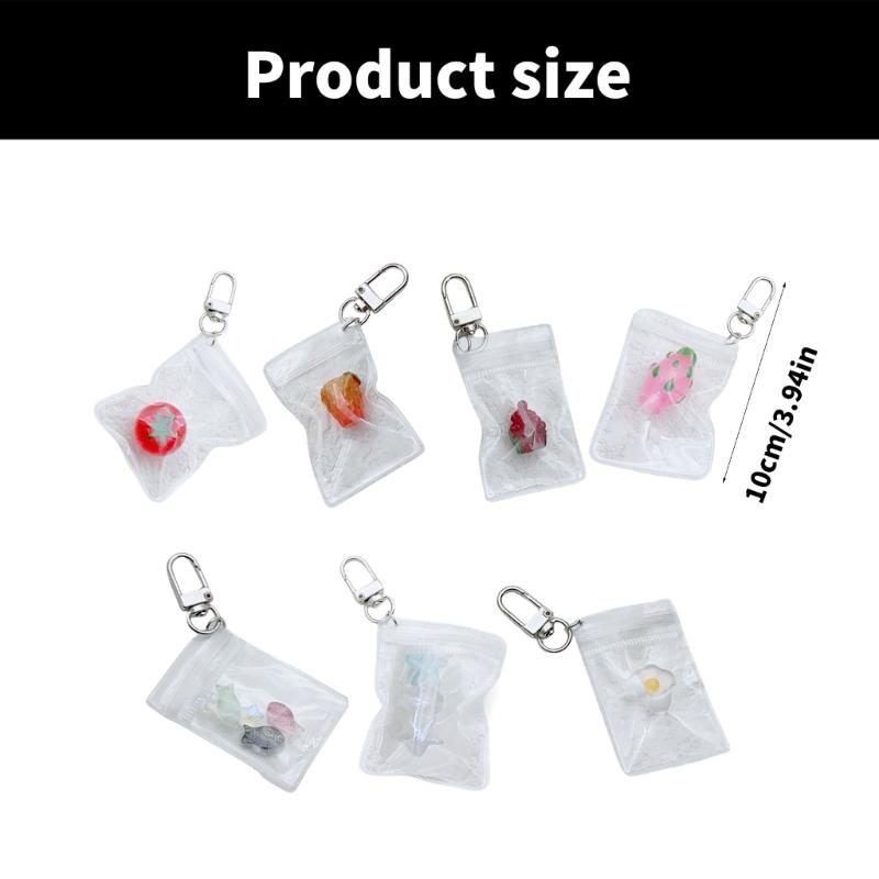 Chic Fruit Themed Clear Keychain Lovely Clear Fruit Bag Key Rings Unique Keychain Accessory Gift for Collectors