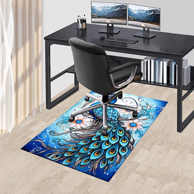 1PC Peacock Flowers Extra Large Non Slip Floor carpet, Office, family, Studio   Large Area Rug Indoor Rugs, Bold Statement Piece