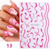 Metallic Silver Line Nail Manicure Stickers Metal Chrome Stripe Vine Flame Adhesive Decals Tape Swirl French Sliders Decor Foils