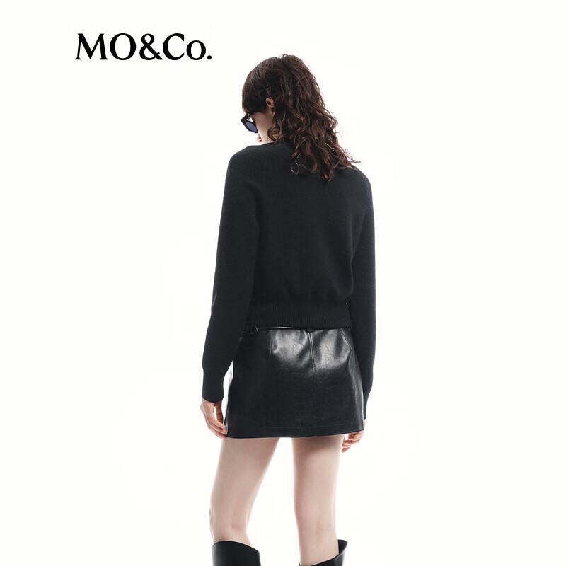 MO&Co. Color-Block Raglan Sleeve Wool Knit Cardigan