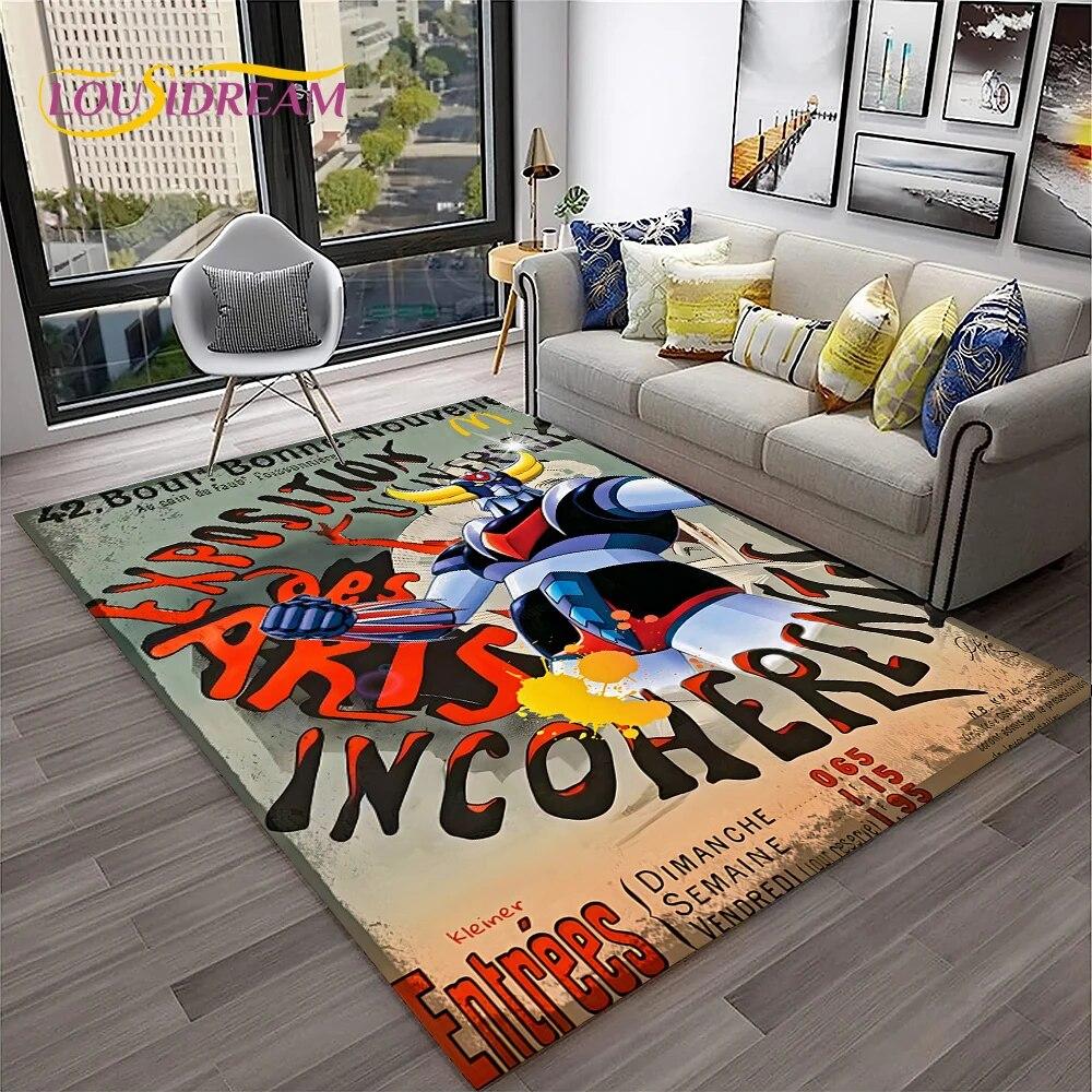 3D Cartoon UFO Robot Grendizer Anime Carpet Rug for Home Living Room Bedroom Sofa Doormat Decor,kids Area Rug Non-slip Floor Mat