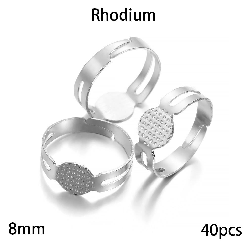 20-40Pcs/lot 7-10mm Metal Adjustable Blank Rings Setting For DIY Handmade Ring Jewelry Making Finding Supplies Accessories