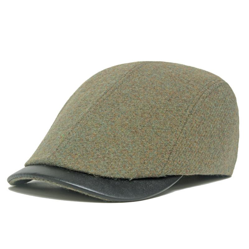 

Зимние женские шерстяные береты с кожаными полями, кепка с теплыми козырьками, шапка с лакокрасочным покрытием, кепки газетчика армия зеленый