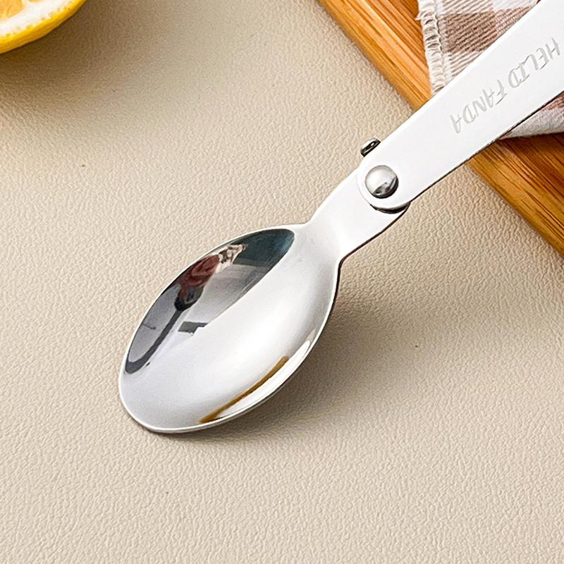 2Pcs/Box Portable Foldable Dinnerware Set 304 Stainless Steel Folding Fork Spoon With Cutlery Box Cute Picnic Tableware