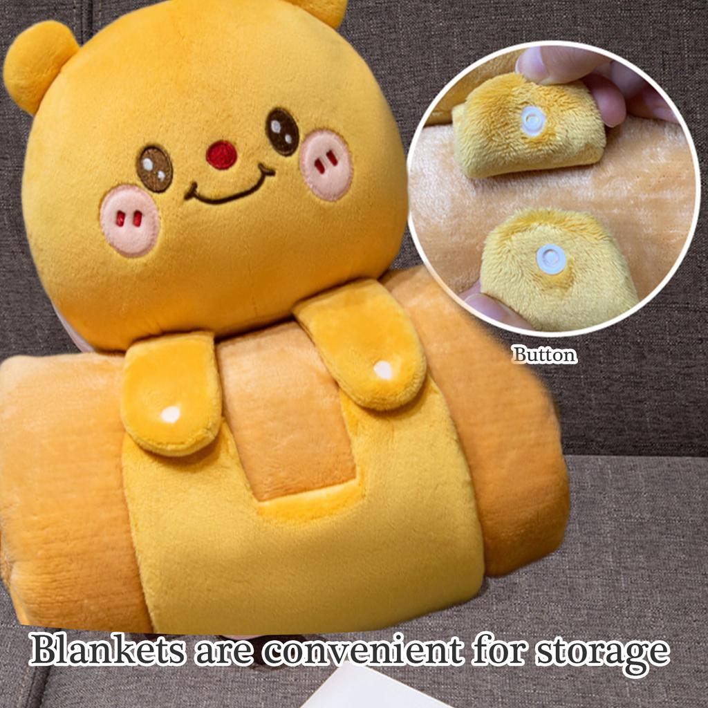 Plush Doll Air Conditioning Blanket Double-Use Pillow Soft Throw Blanket Naping Cushions Blanket Folding Gifts