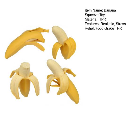 Realistic Peelable Banana Squeeze Toy Soft TPR Fidget for Stress Relief Cute Fruit-Shaped Decompression Gadget for Kids Adults