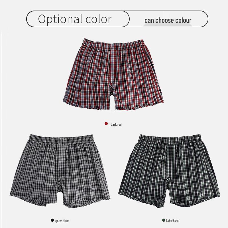 Langsha Men's Pure Cotton Plaid Boxer Shorts