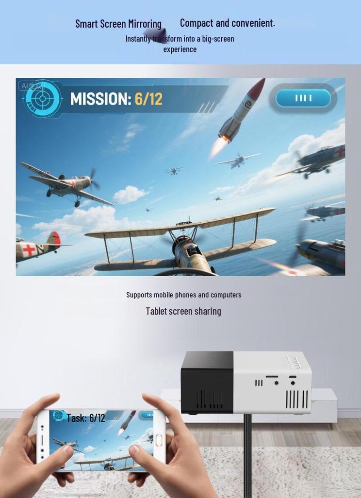 Compact LED HD Mini Projector for Home Theater