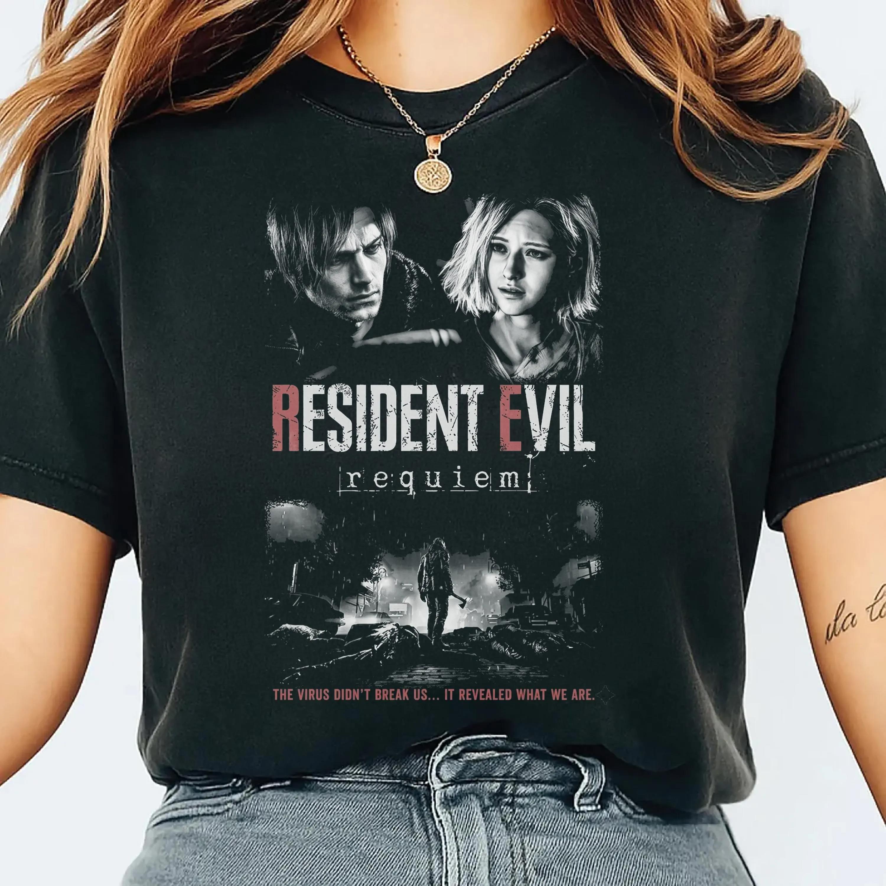 

2026 Summer Womens Vintage Biohazard Resident Evil TShirt Cotton and Breathable Short Sleeve Streetwear Oversized Loose Casual S