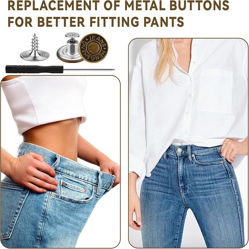 20Pcs Jean Waist Tighteners with Screwdriver Adjustable Waist Tightener No Sewing Jeans Button Waist Tightener for Jeans Skirts