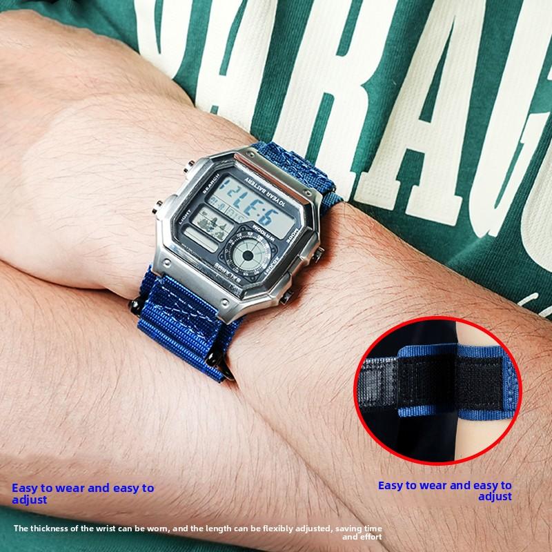 Pro Casio 3299 AE-1200WH AE1300 Řemínek k hodinkám Modifikace AE1200 Prodyšný nylon Venkovní řemínek Kovový kroužek Camouflage příslušenství