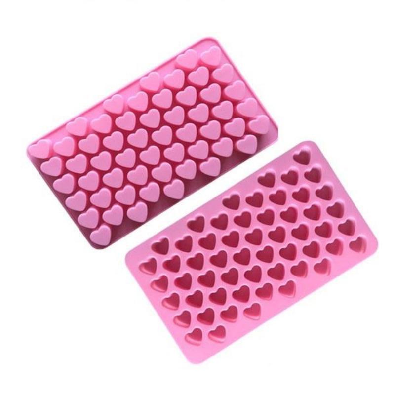 Cute Silicone 55 Grids Heart-shaped Cake Chocolate Soap Mold DIY Tray Biscuit Ice Cube Baking Mold Decorating Tools