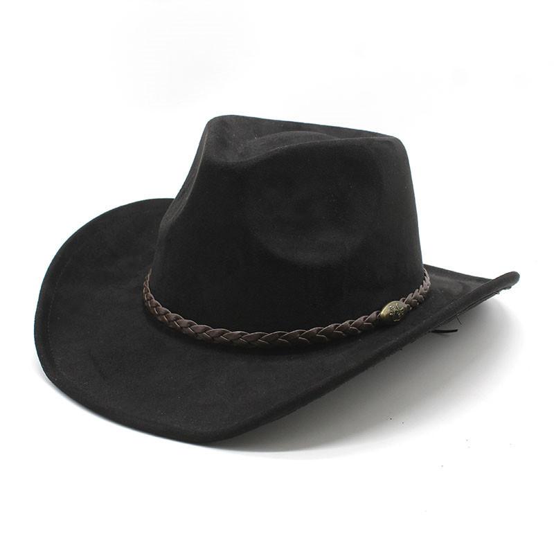Western Cowboy Hat Suede Brown Jazz Top Hat Men And Women Ethnic Style Big Eaves Hat