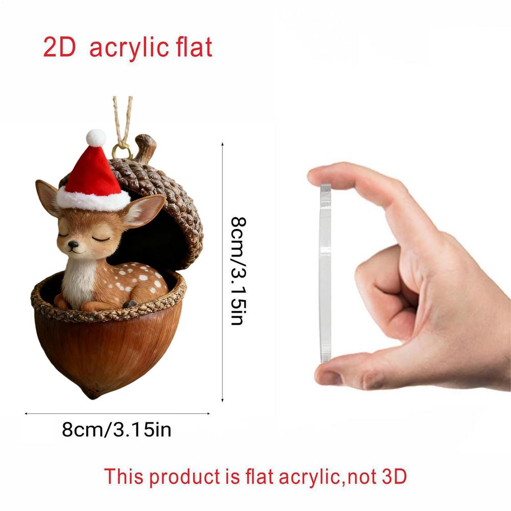 2D Cute Owl Christmas Ornament Animal Christmas Acrylic Pendant Hanging Gift Tree Tags Car Rearview Mirror Hanging Decoration