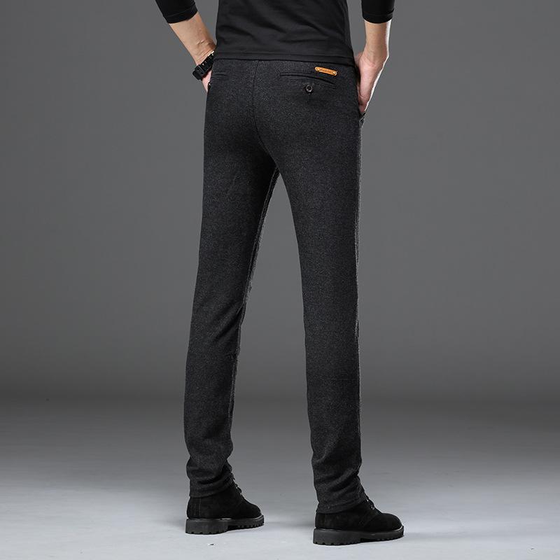 Herbststil Trendige Elastische Herren Business Baumwolle Leinen Karierte Herren Schmalbeinige Freizeithose