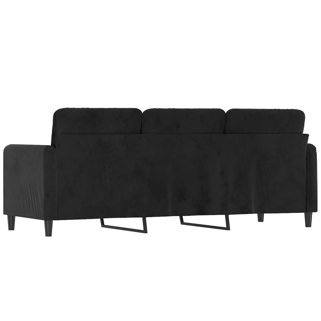 Vidaxl 3-Seater Sofa, Black, 180 Cm, Upholstered In Velvet