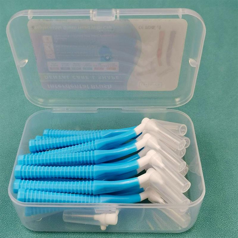 20 Stück/Box L-Form Push-Pull Interdentalbürste Kieferorthopädischer Zahnstocher Zahnaufhellung Zahnstocher Zahnbürste Mundhygiene-Pflege