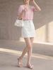 Fei Yuan A-line Skirt for Women with Belt and Double Pockets - Anti-exposure, Solid Color, Short, Petite Fit.
