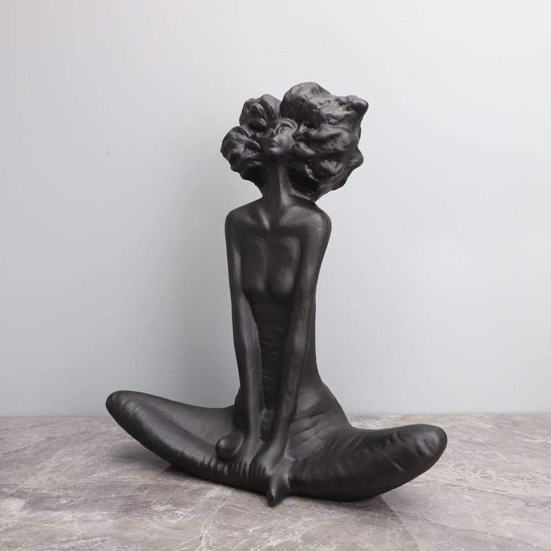 Modern Abstract Art Figure Sculptures, Resin Crafts, Statues, Fashionable Girl Figure Portraits, Home Decoration Accessories