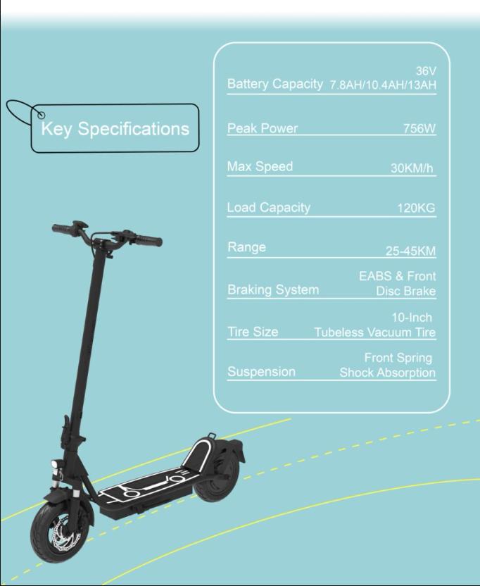Peak DT01  800W 36V 13ah Electric Scooter Max Speed 35 Km/h Max Weight 120kg Foldable Electric Scooter LCD Display 5-7 Days Delivery