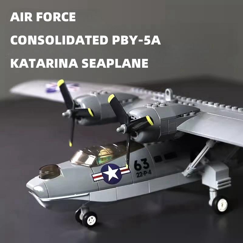 364 детали Военный самолет CONSOLIDATED PBY-5A CATALINA Гидросамолет Модель Строительные блоки Самолет ВВС Кирпичики Игрушки Подарки
