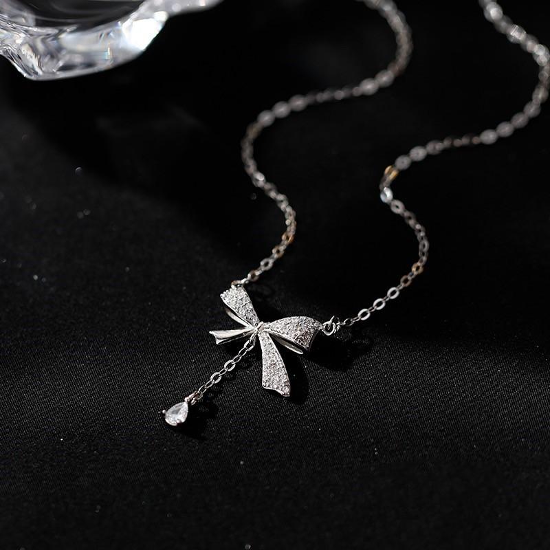 Bow Necklace Women'S Light Luxury Niche Design Collarbone Chain Fashion Temperament Versatile Item Jewelry Premium