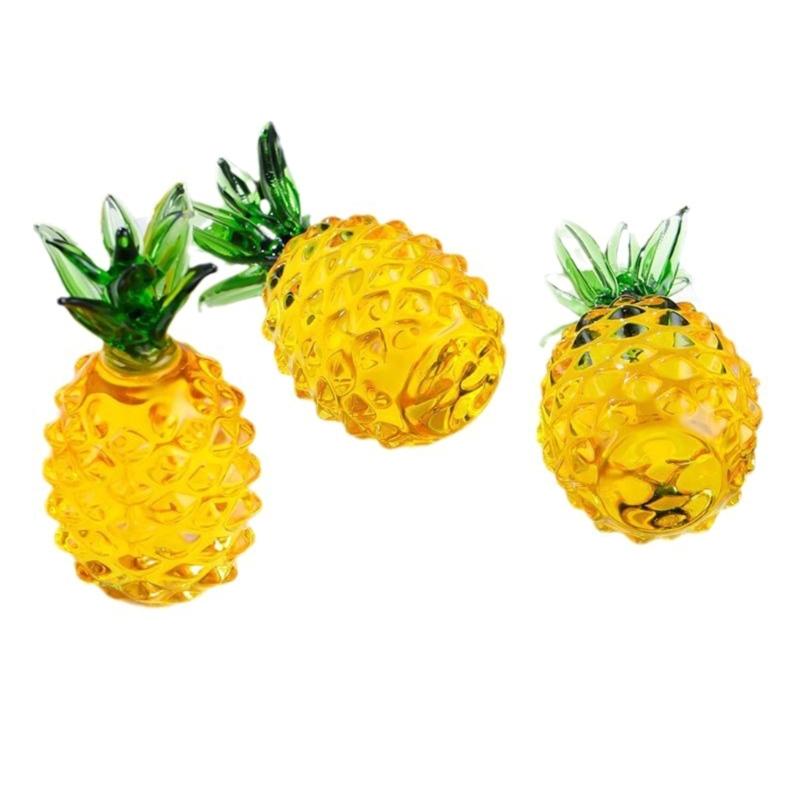 Handcrafts Crystal Pineapple Figurine Elegant Glass Artificial Fruit Sculpture Ornament for Home and Office Table Decors
