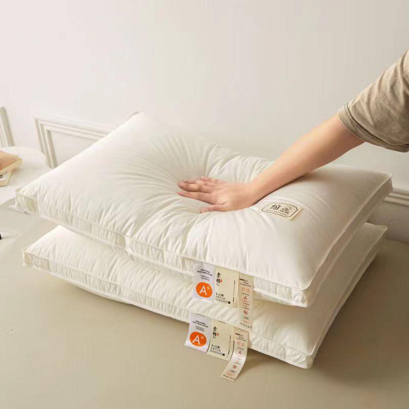 Durable Cotton Neck Support Pillow for Home, Hotel, or Dorm Use - Ideal Sleep Aid