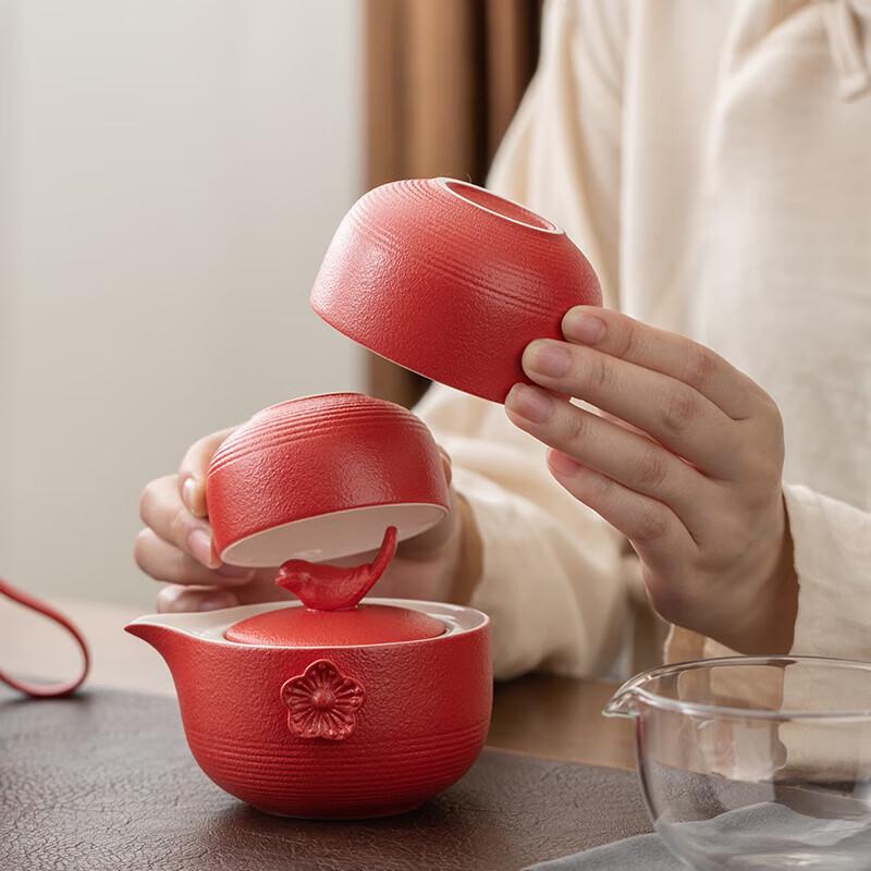 Auspicious Portable Ceramic Chinese Tea Set