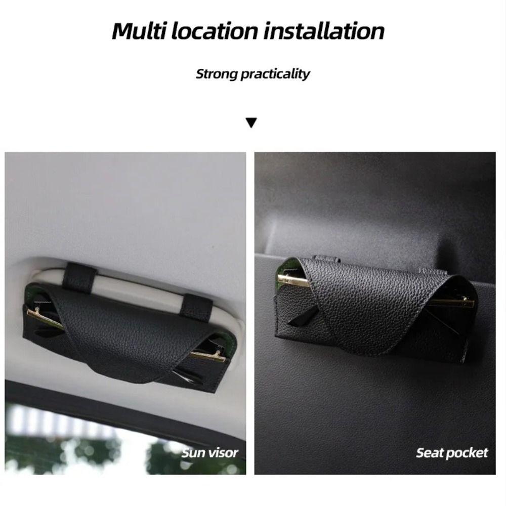 Universal Auto Sun Visor  Sunglasses Holders PU Leather Eyeglasses Clip  Car Interior Accessories