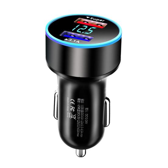Car Charger Stable Output High Efficiency 12/24V Universal Wide Application Flame-retardant Mobile Phone Charging Heat-resistant 2-port Charger Socket