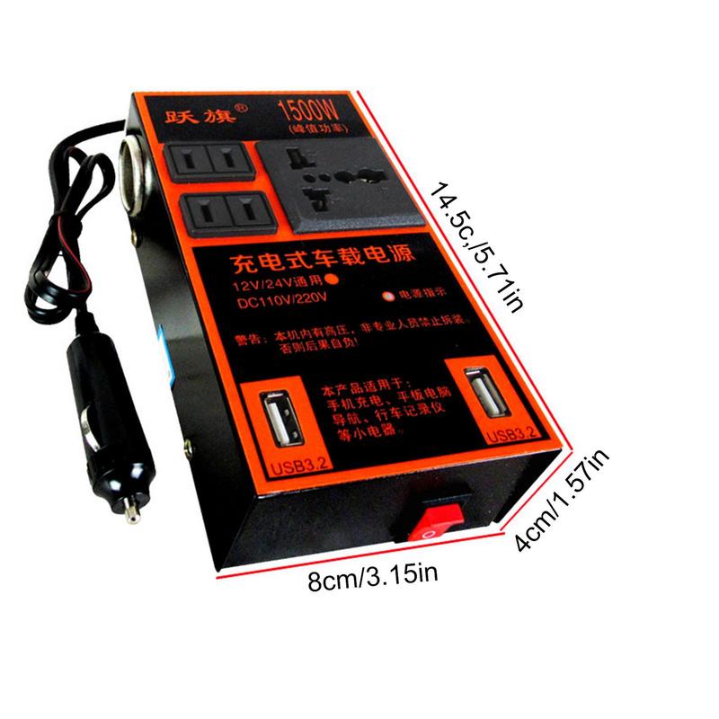 Power Inverter DC 12V/24V To AC 220V Transformer with USB Universal Socket Charge with LED Display for RV Truck Car Supply