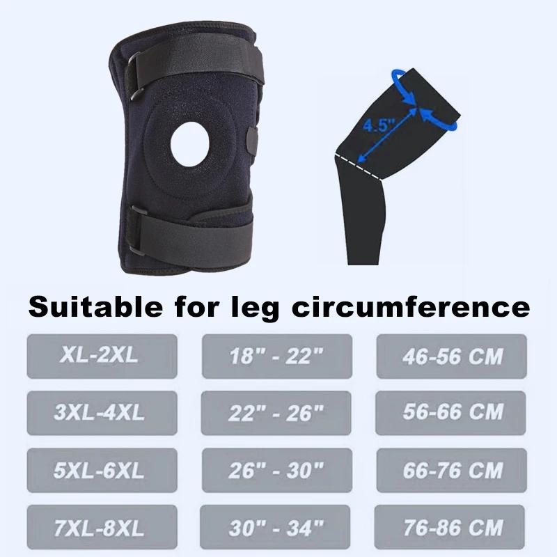 XL-8XL Large Sports Knee Brace with Adjustable Strap Silicone Spring Knee Support Patella Protection Knee Pad for Running Hiking