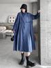 Xitao Patchwork Einreiher Kleid Frauen Persönlichkeit Mode Lose Polo-ausschnitt Volle Hülse Kleid Korea Neue ZY8149